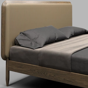 Кровать с решеткой отделка шпон дуба W, кожа LE06