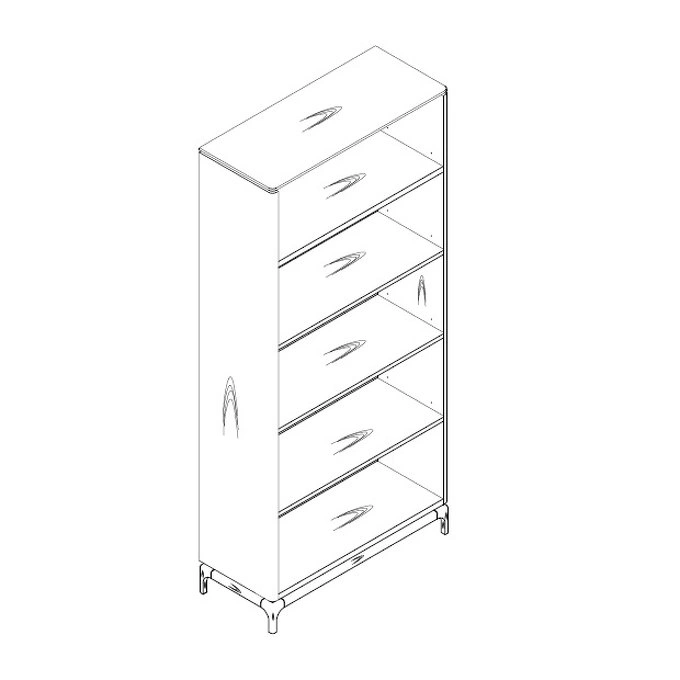 Стеллаж отделка шпон ореха F, матовый лак RAL9002 от MOD INTERIORS, MDI.BC.CP.20, 1-я фотография